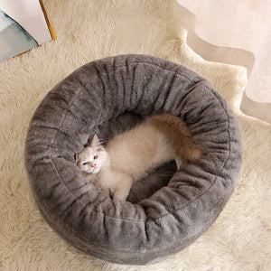Long Plush Donut Pet Bed For Warm Comfort