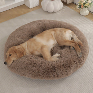 Round Plush Pet Bed For Warm Comfortable Sleep