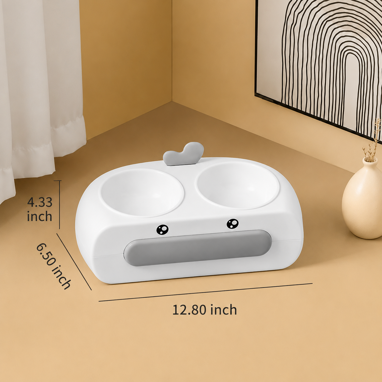 Duck Design Pet Double Feeding And Drinking Bowl Tray