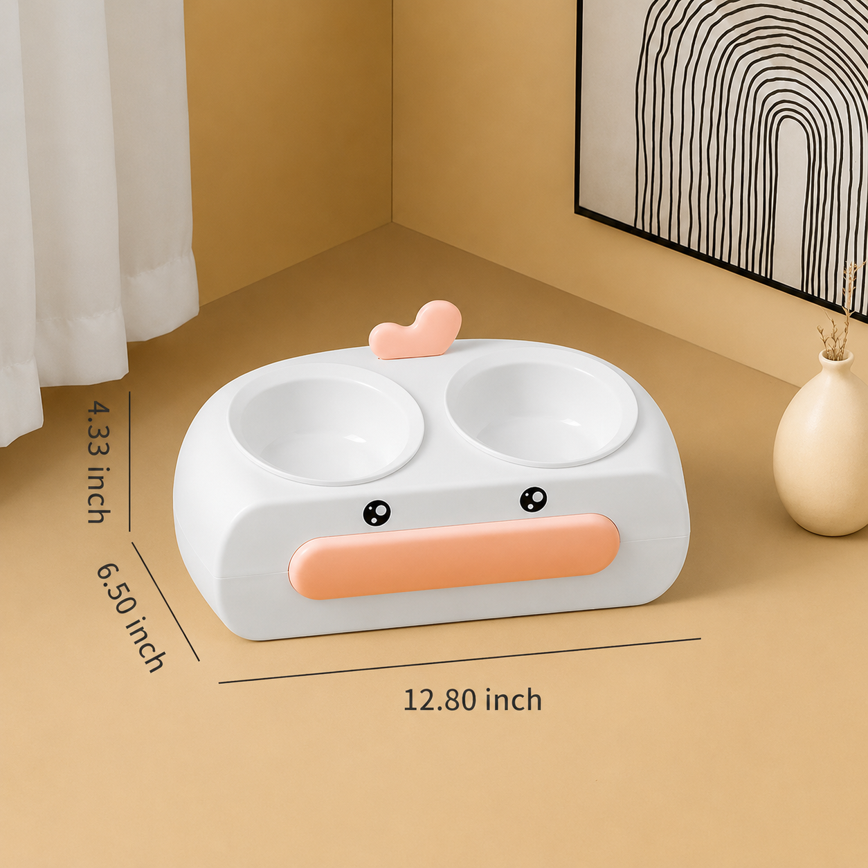 Duck Design Pet Double Feeding And Drinking Bowl Tray