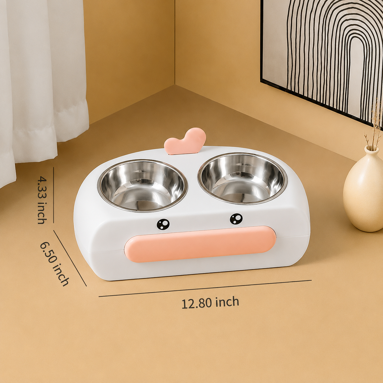 Duck Design Pet Double Feeding And Drinking Bowl Tray
