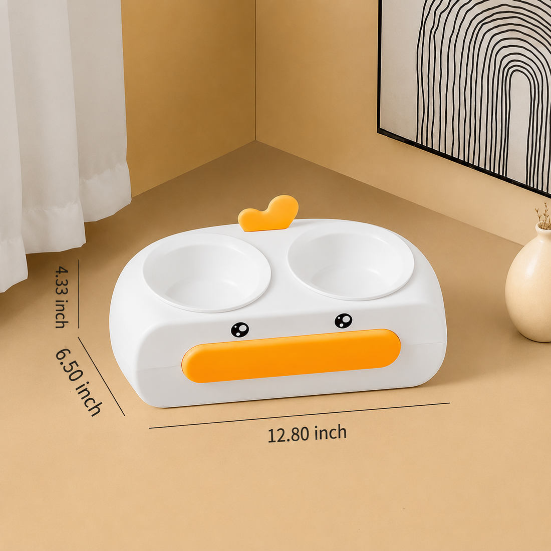 Duck Design Pet Double Feeding And Drinking Bowl Tray