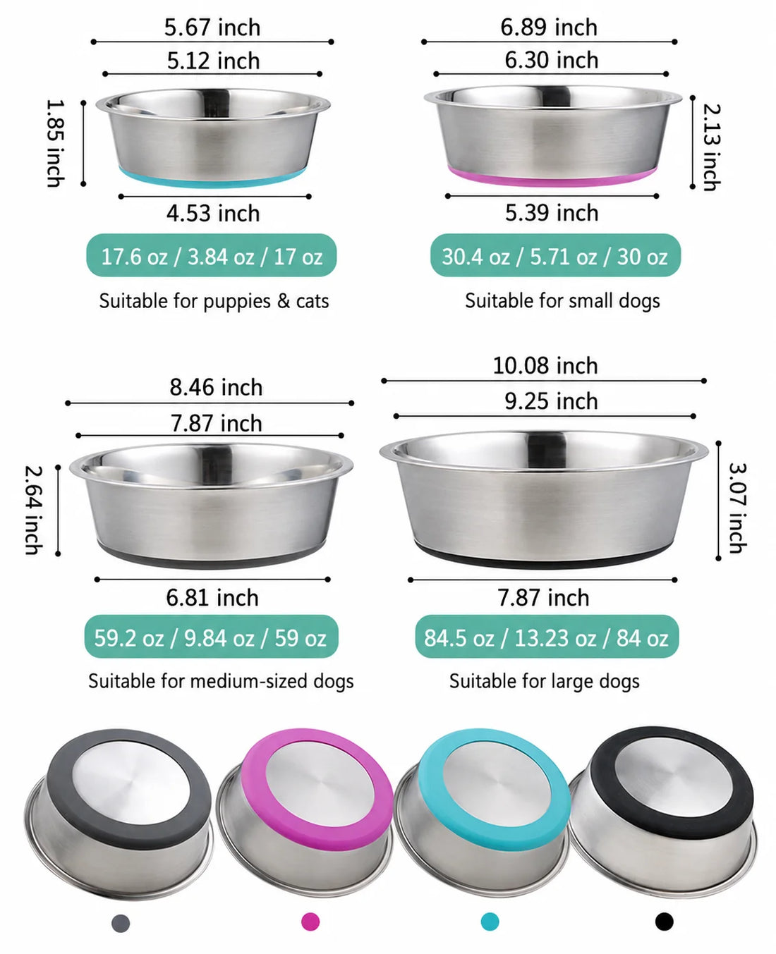 Silicone Pet Feeding Bowl With Removable Stainless Steel Insert