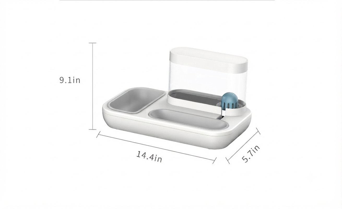1.5L Automatic Pet Drinking Fountain And Feeding Bowl