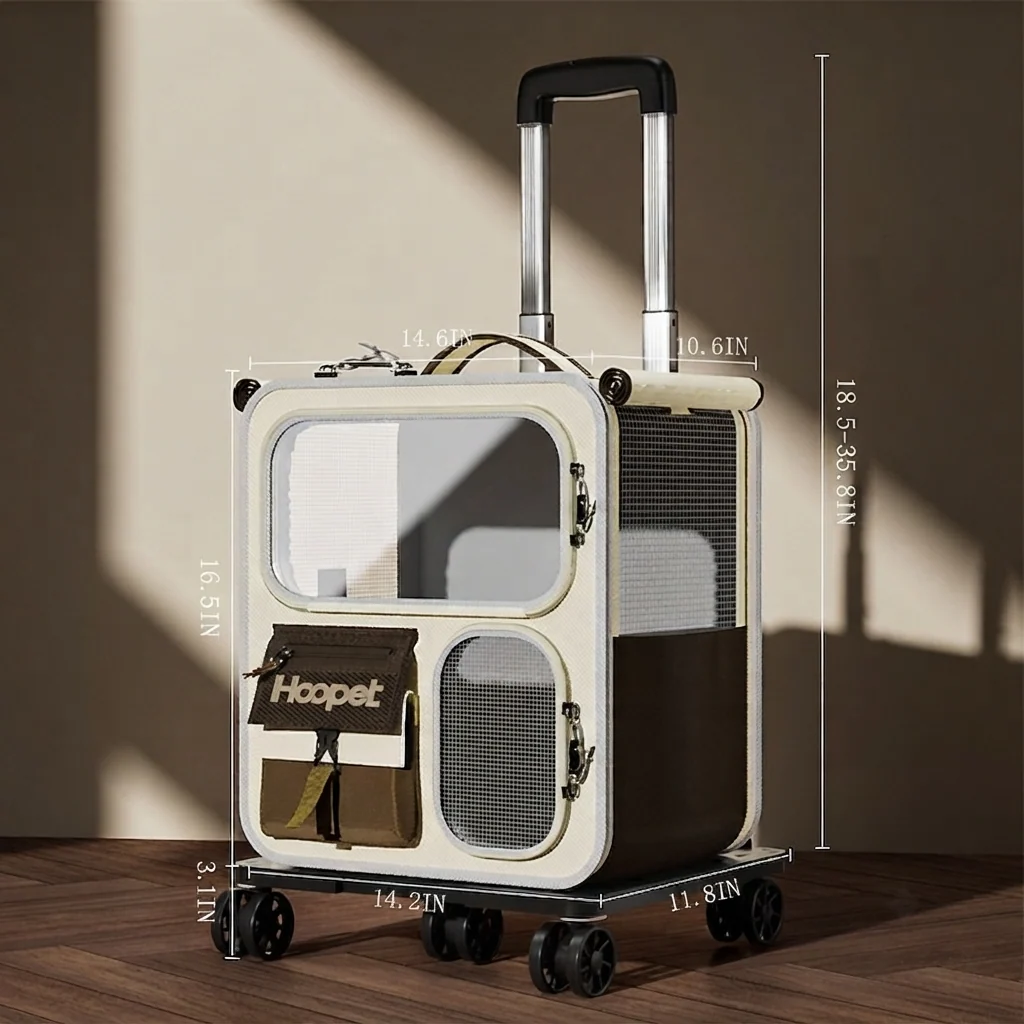 Large Capacity Pet Carrier Backpack With Luggage Design