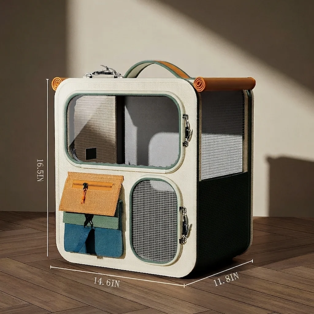 Large Capacity Pet Carrier Backpack With Luggage Design