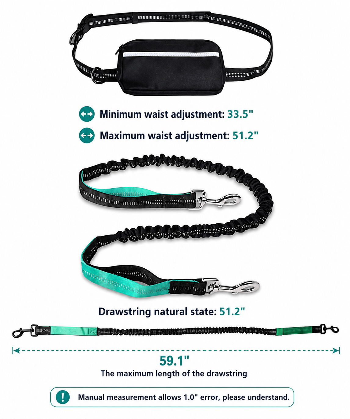 Retractable Reflective Hands-Free Pet Leash